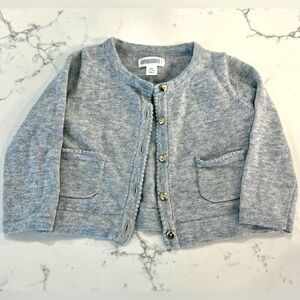 Gymboree Baby Gray Cardigan with Gold Buttons Size 3-6 Months